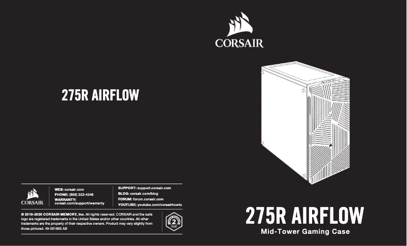 Page 1 de la notice Manuel utilisateur Corsair 275R Airflow