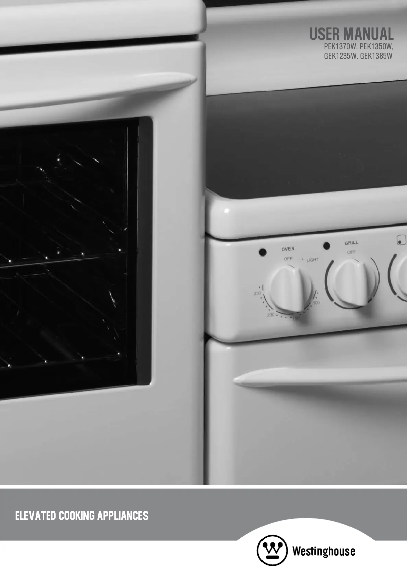 Page n°1 - Manuel utilisateur Westinghouse PEK1350W