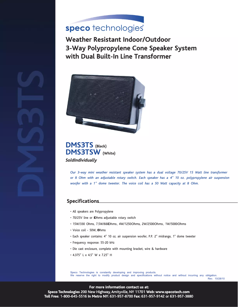 Page n°1 - Brochure Speco Technologies DMS-3TSW