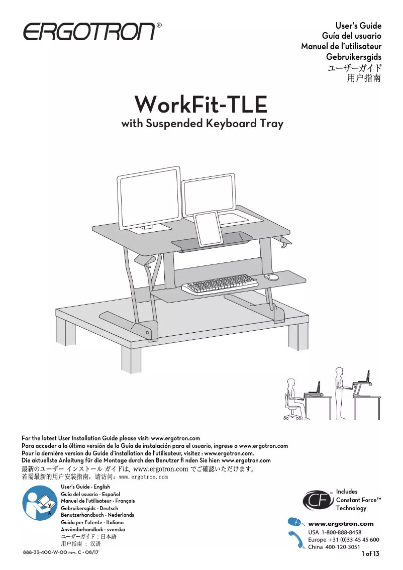Página 1 del manual Manual de usuario Ergotron WorkFit-TLE
