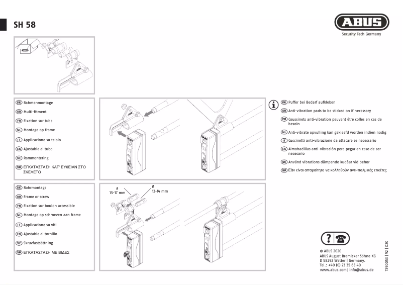 Page 1 de la notice Manuel utilisateur Abus SH58