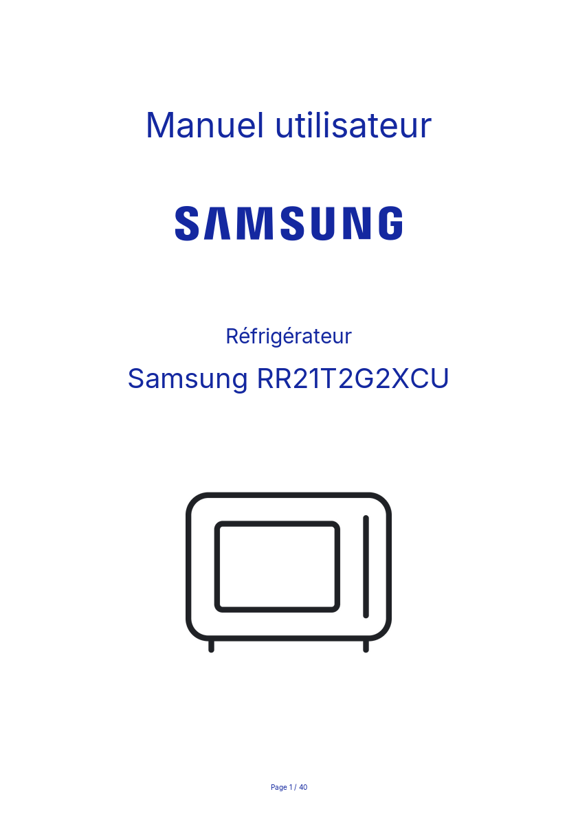 Page n°1 - Manuel utilisateur Samsung RR21T2G2XCU