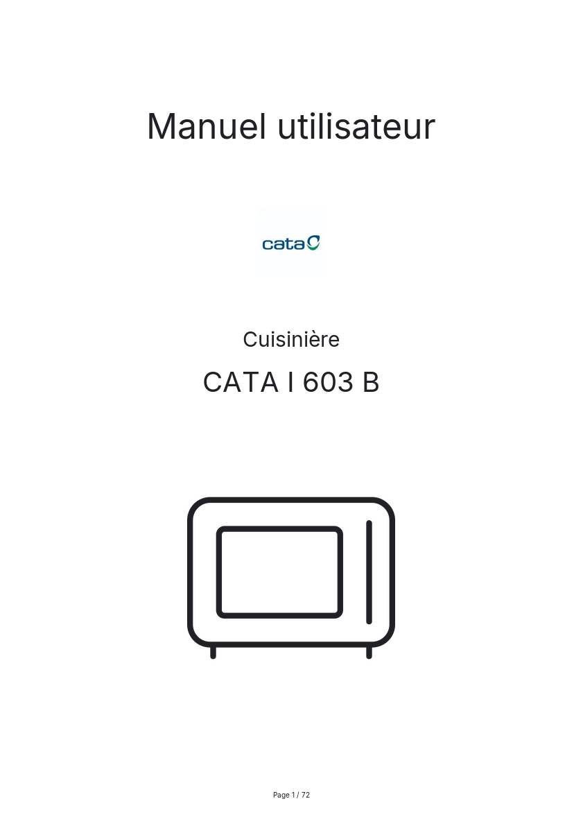 Page n°1 - Manuel utilisateur CATA I 603 B