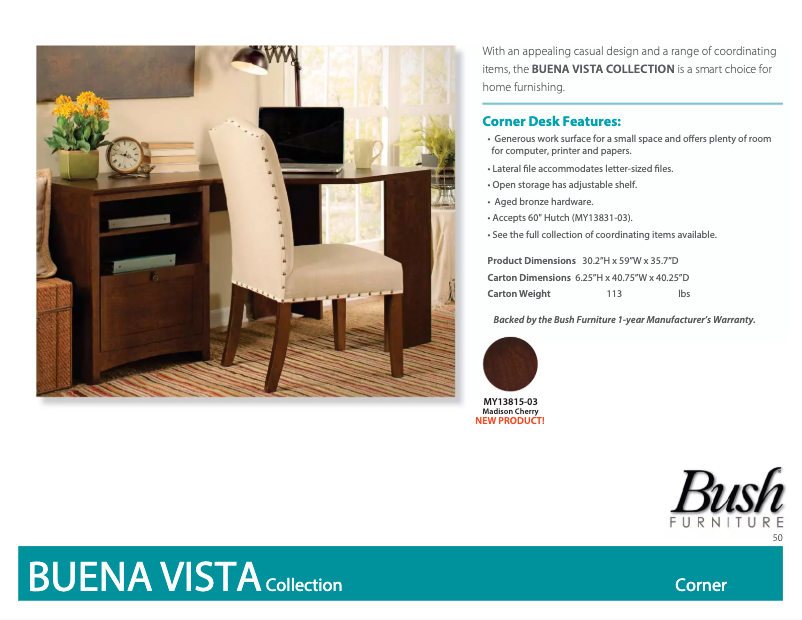 Page 1 de la notice Fiche technique Bush Buena Vista MY13815-03