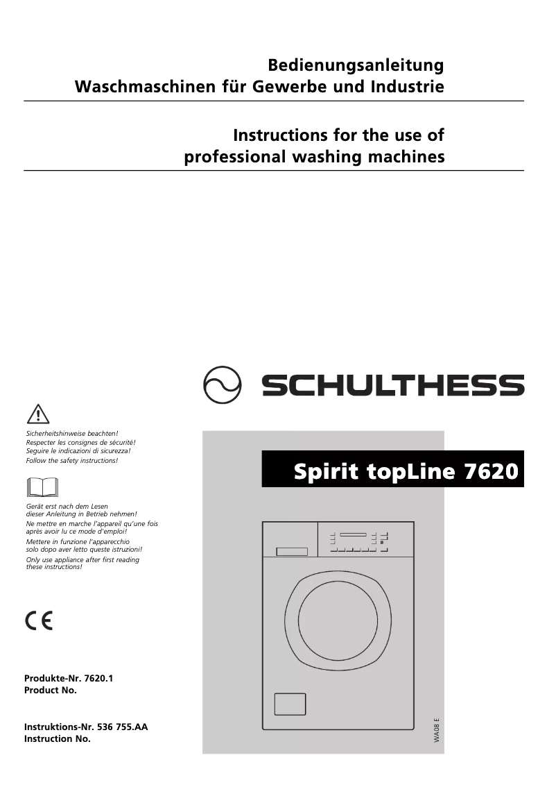 Page n°1 - Manuel utilisateur Schulthess Spirit topLine 7620 U