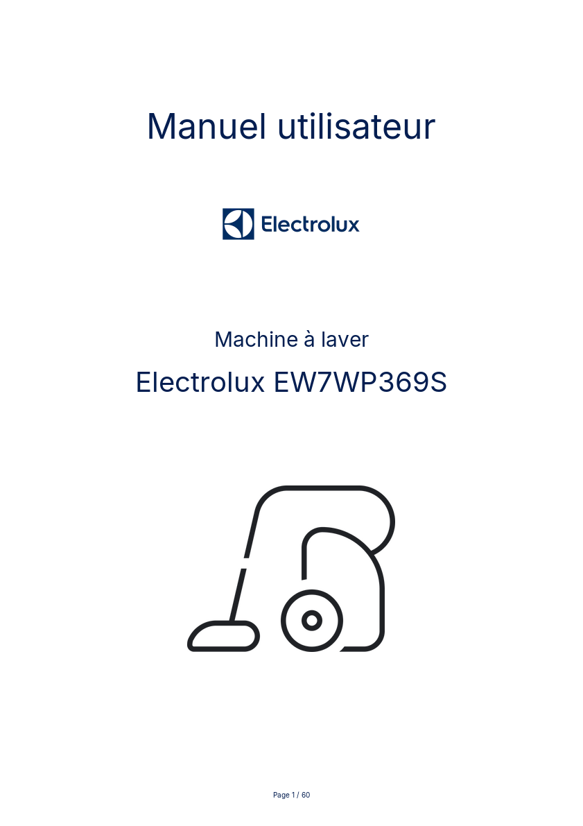 Page n°1 - Manuel utilisateur Electrolux EW7WP369S
