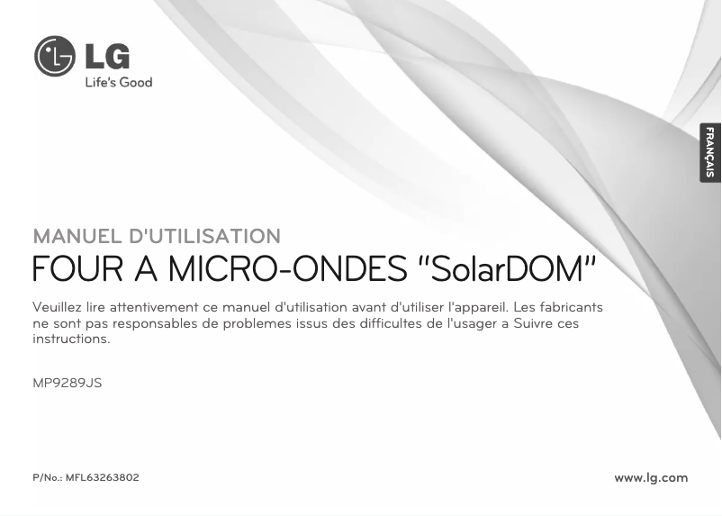 Image de la première page du manuel de l'appareil MP9289JS