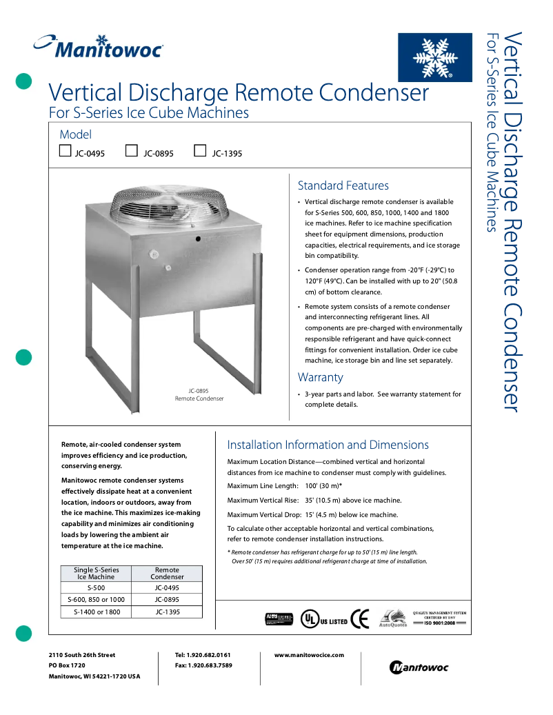 Page n°1 - Manuel utilisateur Manitowoc JC-0895