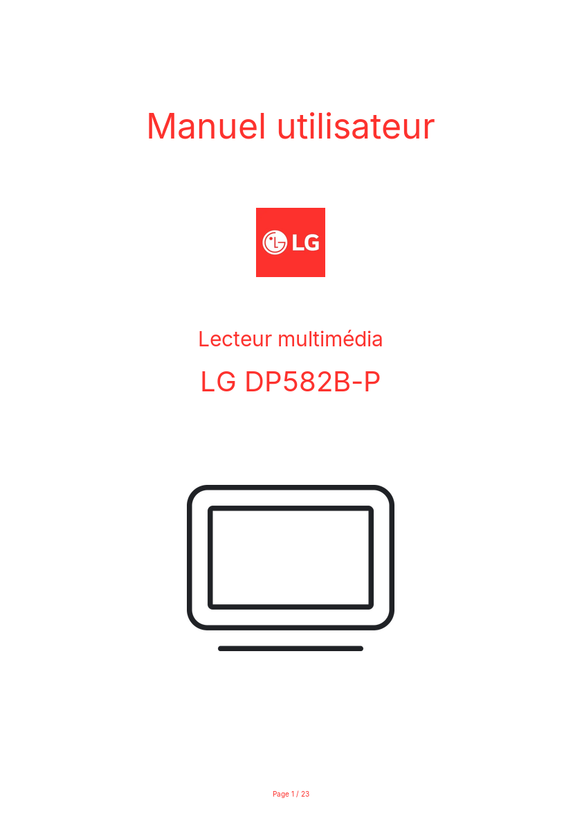 Page n°1 - Manuel utilisateur LG DP582B-P