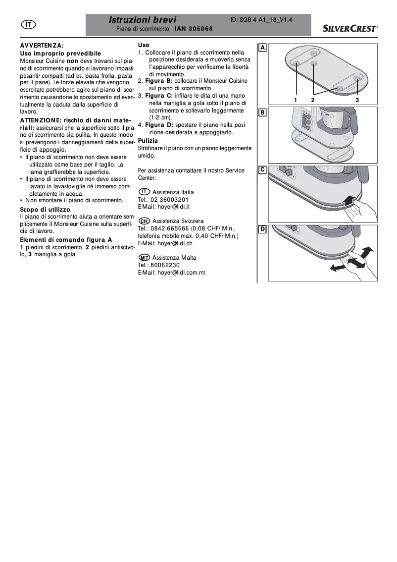Page 1 de la notice Manuel utilisateur SilverCrest SGB 4 A1