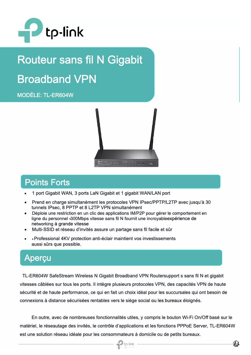 Página 1 del manual Guía de instalación TP-Link TL-ER604W