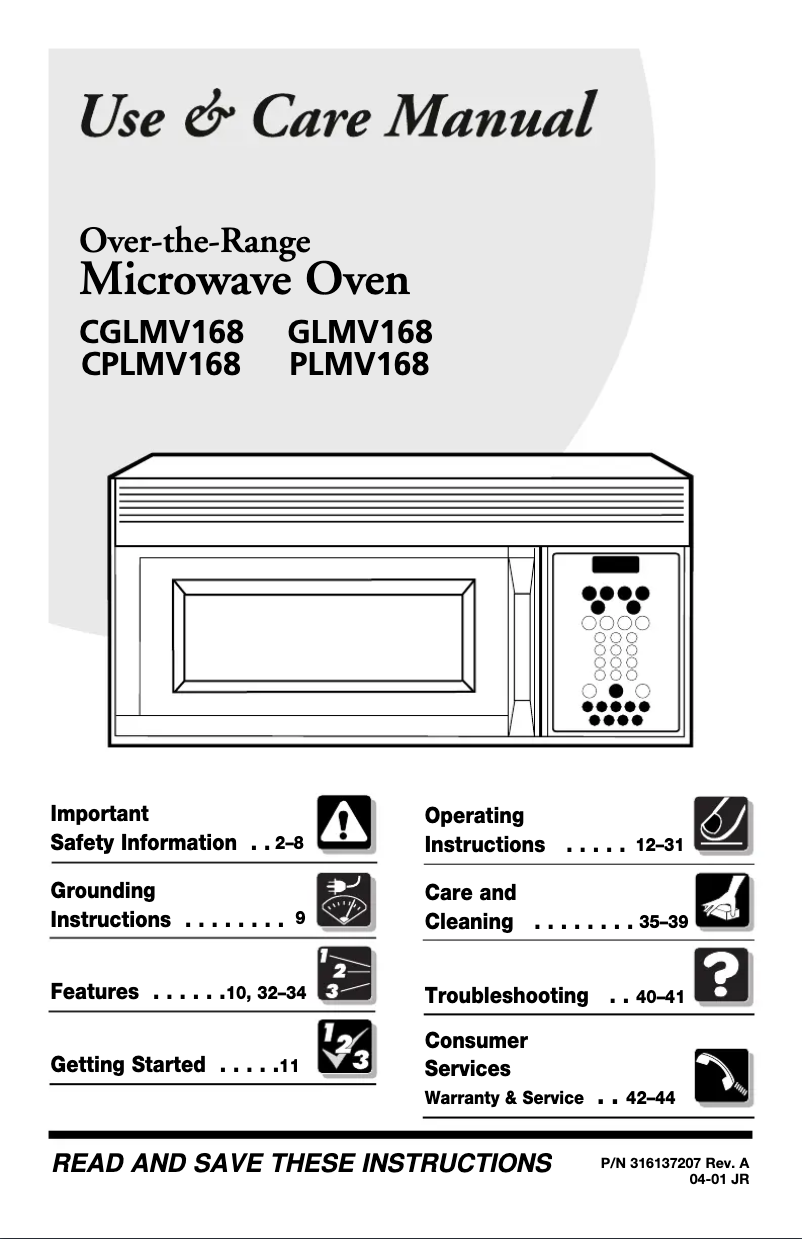 Image de la première page du manuel de l'appareil GLMV168CB