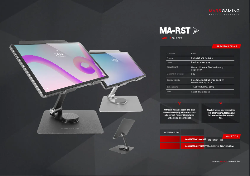 Página 1 del manual Ficha técnica Mars Gaming MA-RST