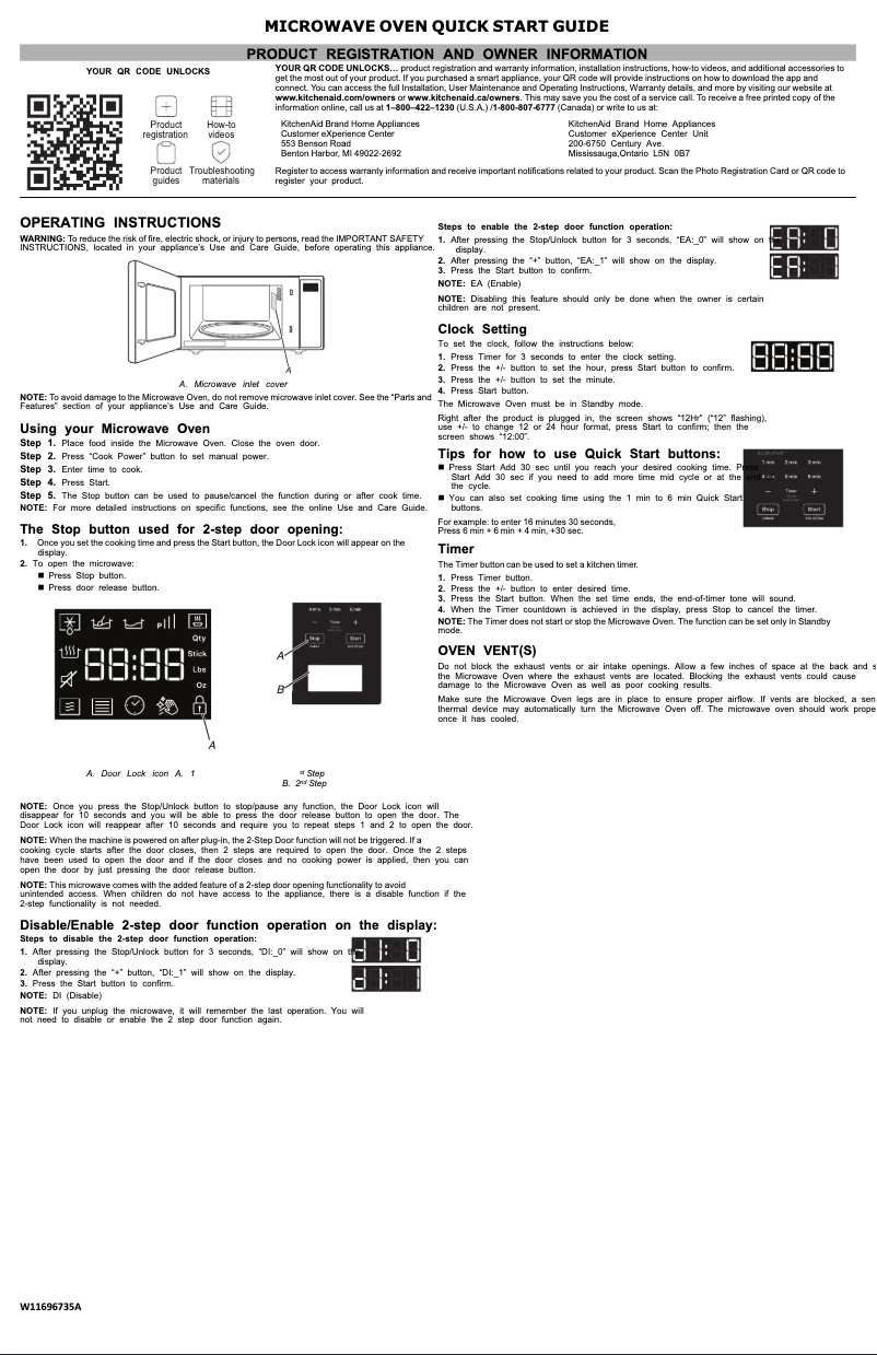 Page n°1 - Guide de démarrage rapide KitchenAid KMCS122RPS