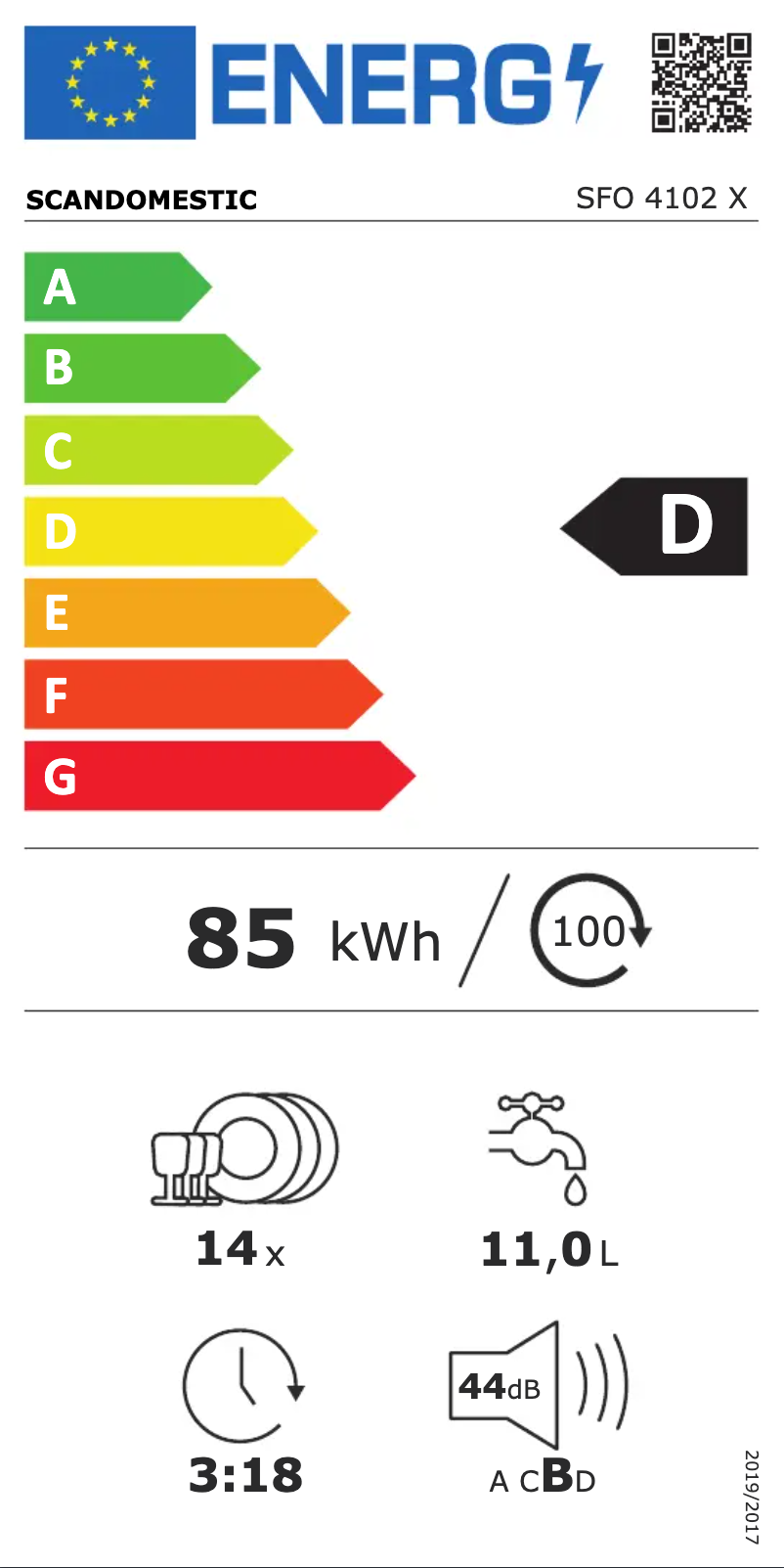 Page 1 de la notice Label énergétique Scandomestic SFO 4102 X