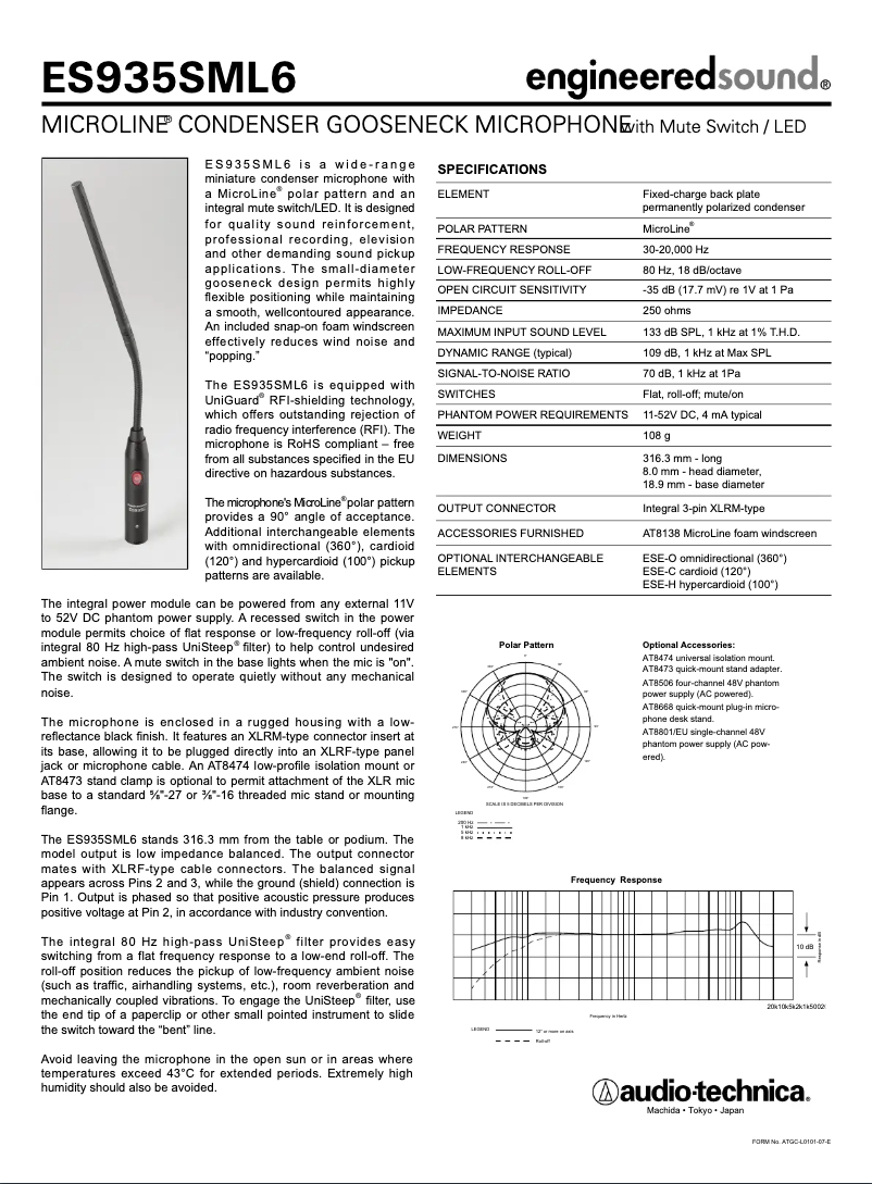 Página 1 del manual Manual de usuario Audio-Technica ES935SML6