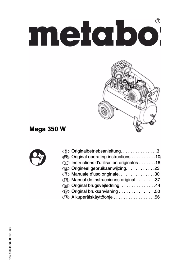 Page 1 de la notice Manuel utilisateur Metabo MEGA 350 D