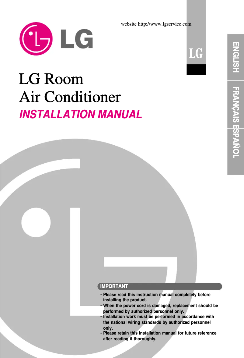 Page n°1 - Guide d'installation LG MA09AH1