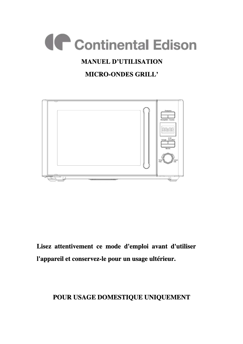 Image de la première page du manuel de l'appareil CEDISON20UX08V