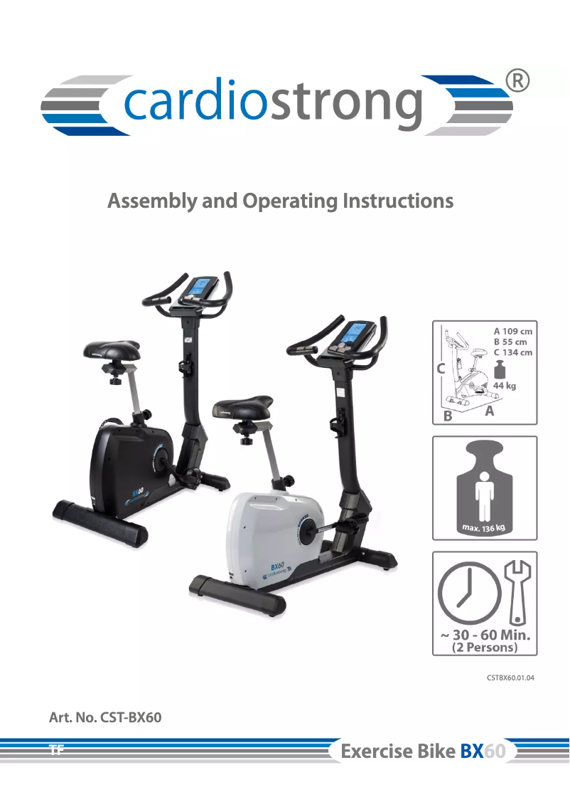 Page 1 de la notice Manuel utilisateur Cardiostrong BX69