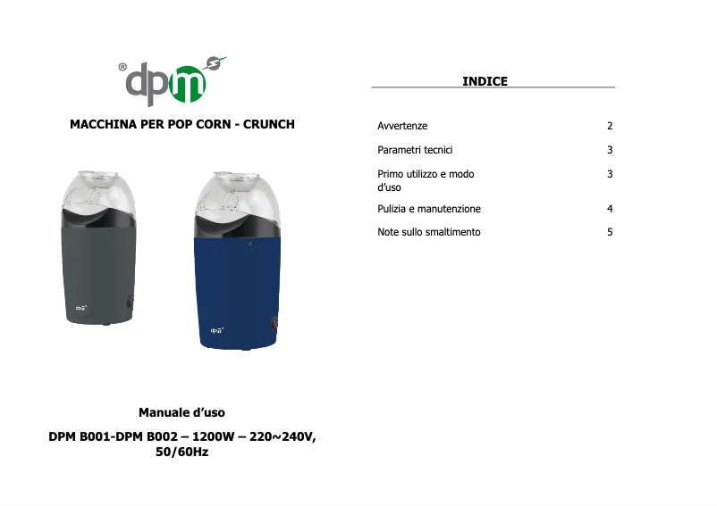 Page n°1 - Manuel utilisateur DPM DPMB001