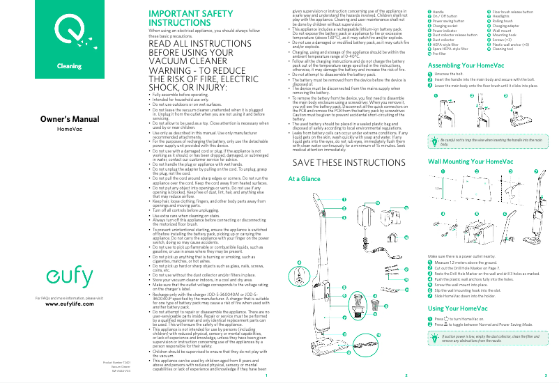 Page 1 de la notice Manuel utilisateur Eufy HomeVac