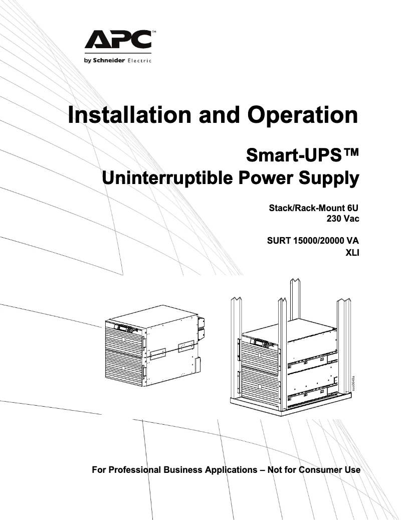Page 1 de la notice Manuel utilisateur APC SURT20KRMXLI