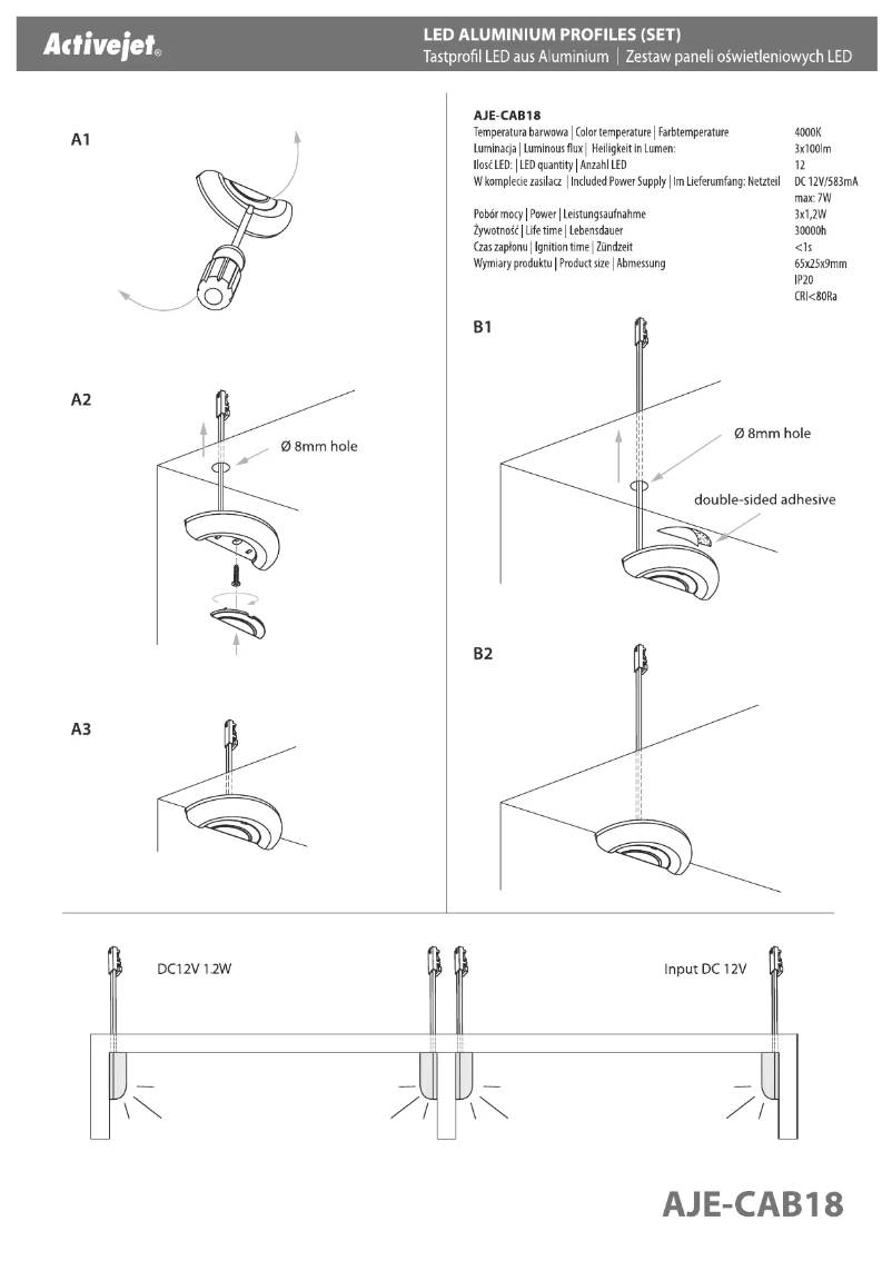 Page 1 de la notice Manuel utilisateur ActiveJet Activejet AJE-CAB18