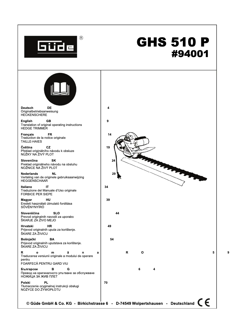 Página 1 del manual Manual de usuario Güde GHS 510 P