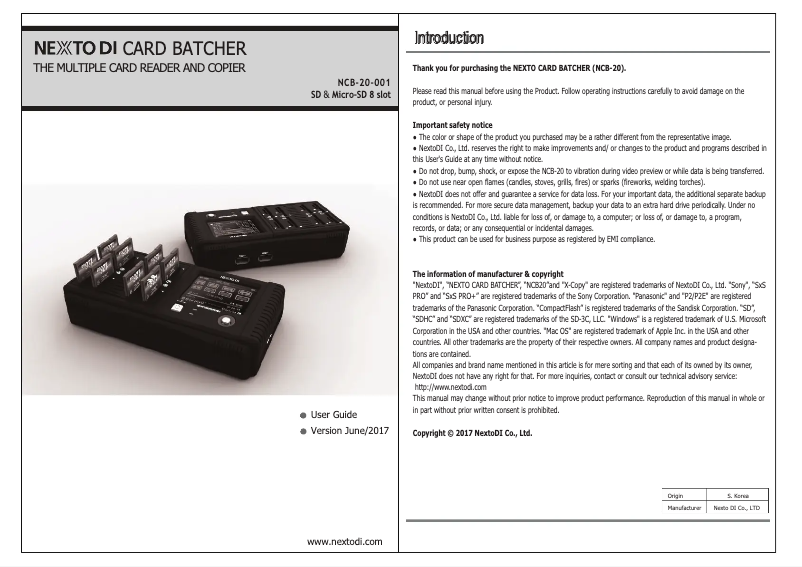 Page n°1 - Manuel utilisateur NEXTO DI NCB-20-001