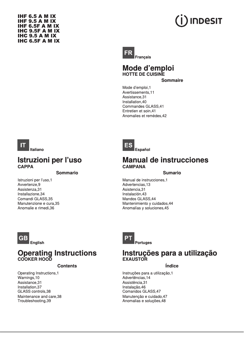 Page n°1 - Manuel utilisateur Indesit IHF 9.5 A M IX