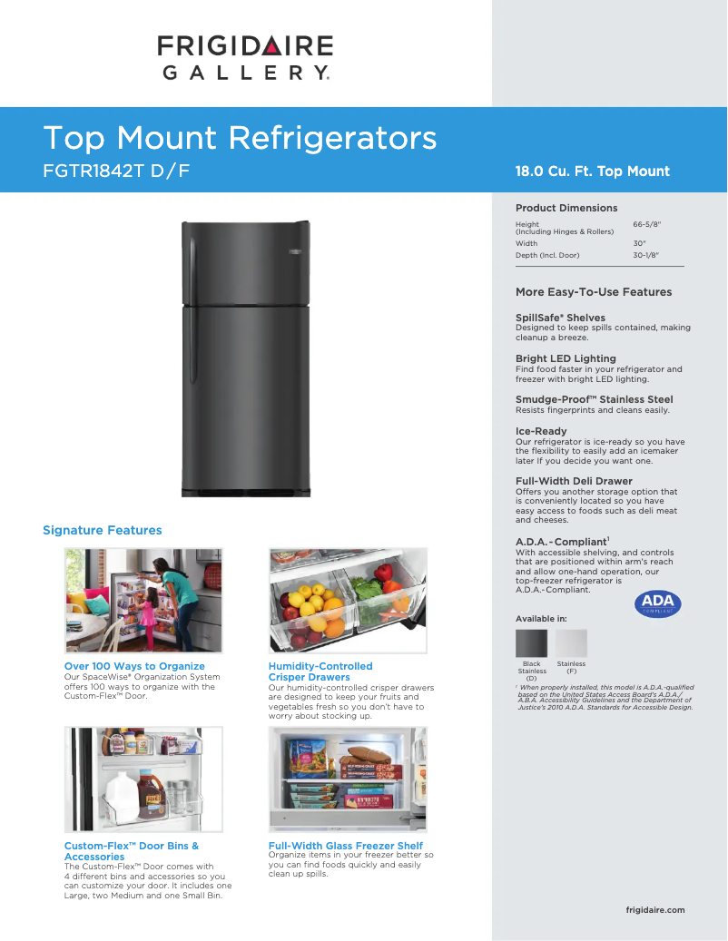 Page 1 de la notice Manuel utilisateur Frigidaire FGTR1842T