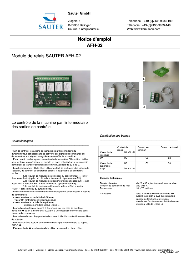 Page 1 de la notice Guide d'installation Sauter FH 2K