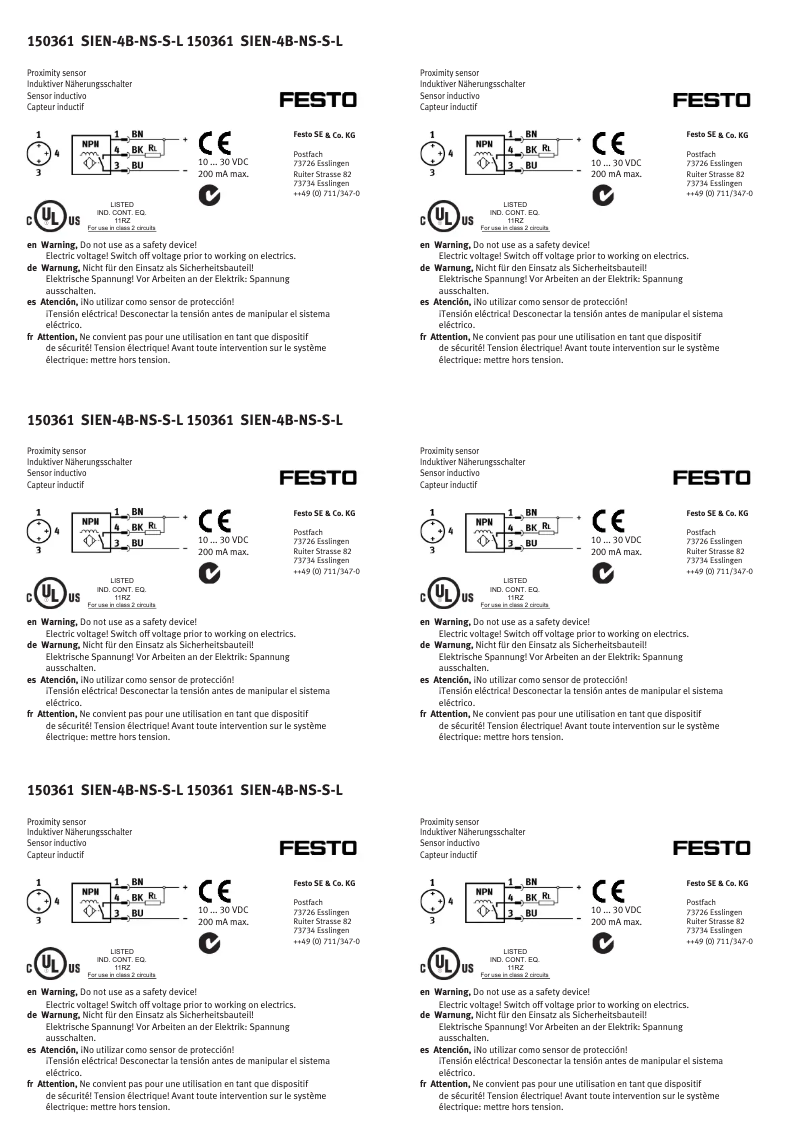 Page 1 de la notice Manuel utilisateur Festo SIEN-4B-NS-S-L