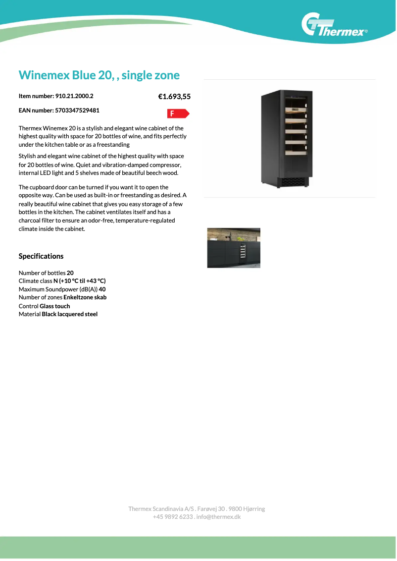 Página 1 del manual Ficha técnica Thermex Winemex Blue 20