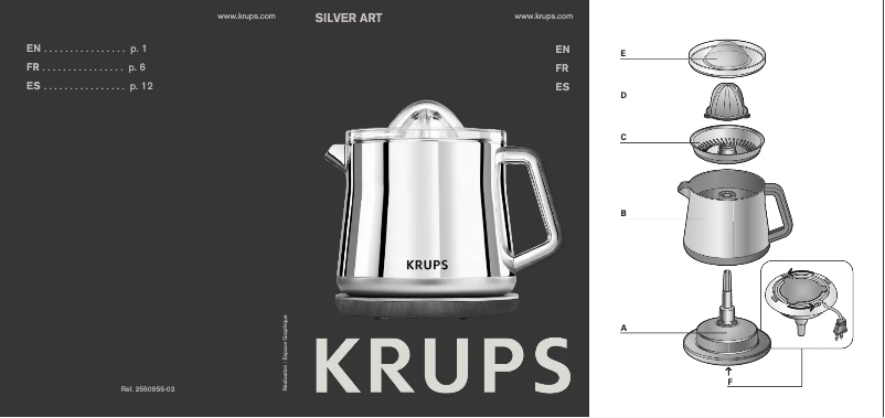 Page 1 de la notice Manuel utilisateur Krups Silver Art ZX800