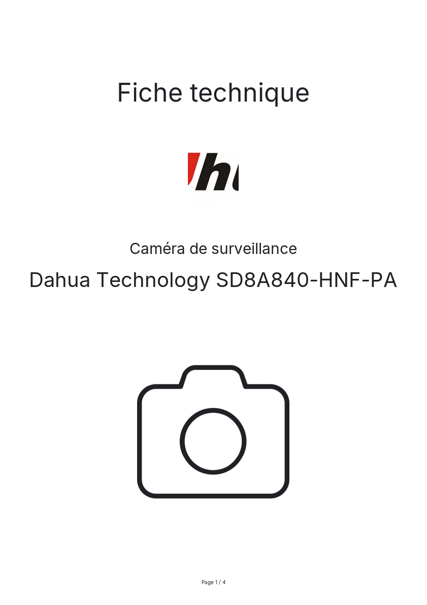Image de la première page du manuel de l'appareil SD8A840-HNF-PA