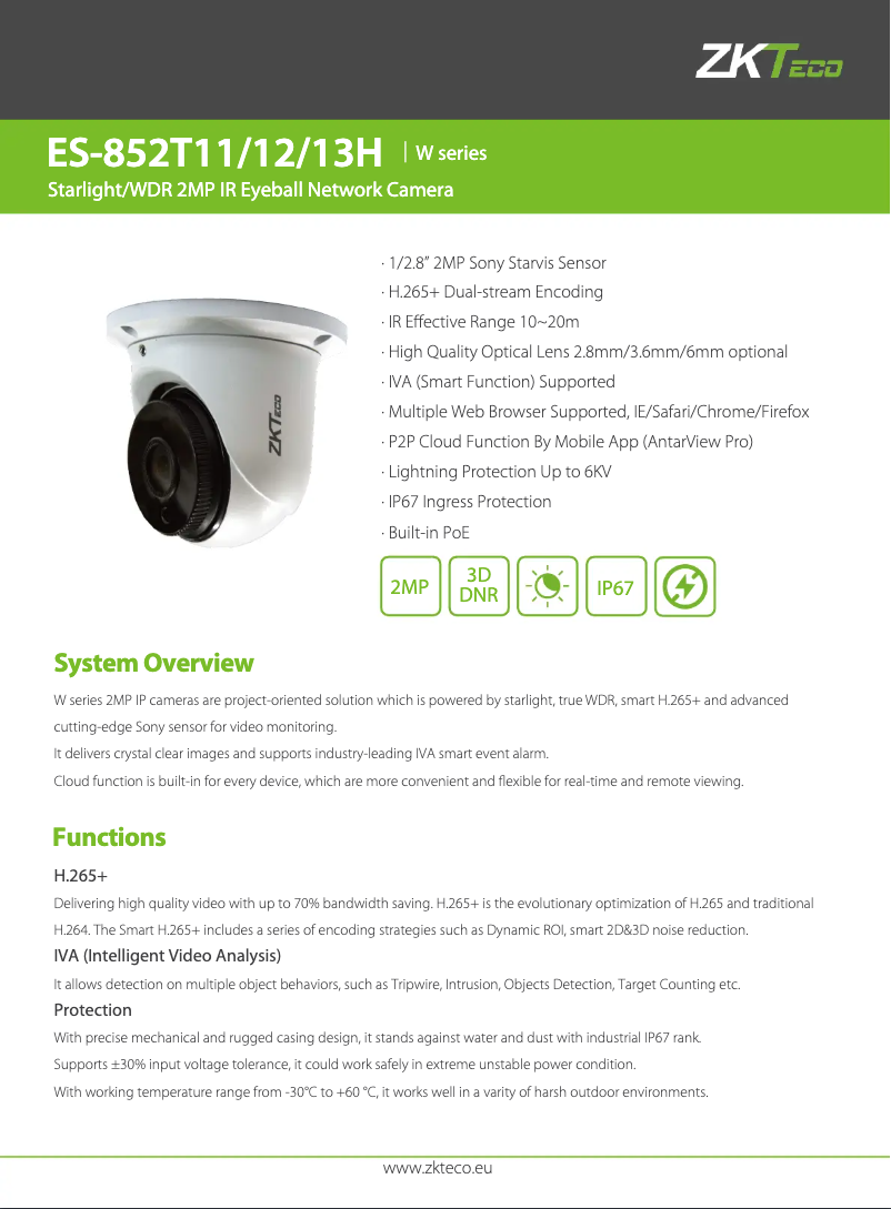 Page 1 de la notice Manuel utilisateur ZKTeco ES-852T11