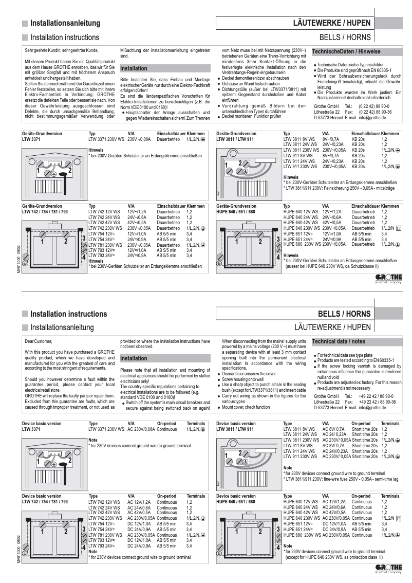 Página 1 del manual Manual de usuario Grothe LTW 911A