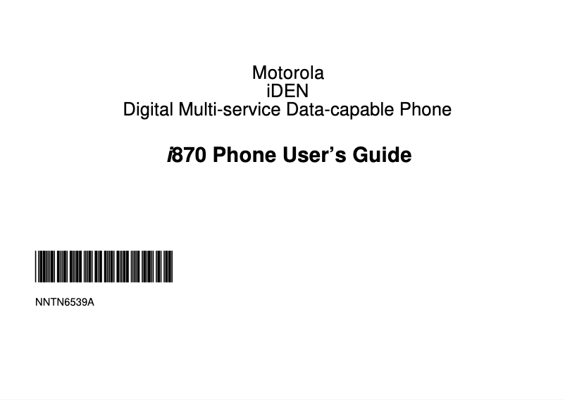 Page 1 de la notice Manuel utilisateur Motorola i870