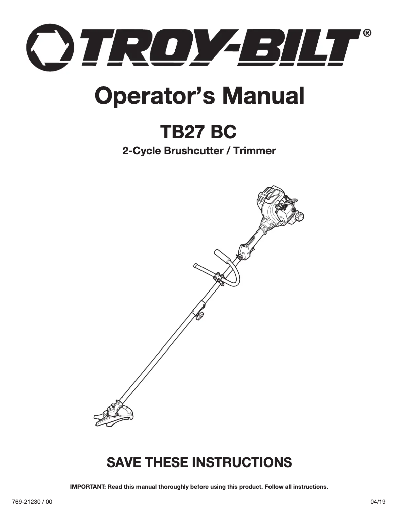 Image de la première page du manuel de l'appareil TB27BC