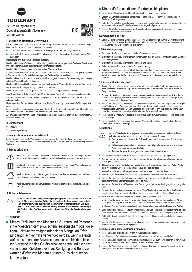 Page 1 de la notice Manuel utilisateur Toolcraft ALG-1100