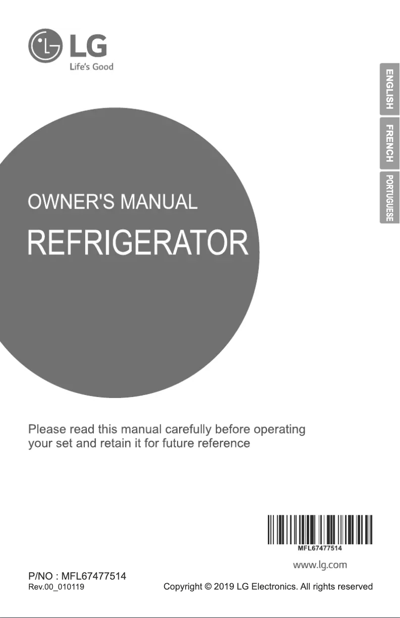 Page 1 de la notice Manuel utilisateur LG GL-F682HLHN