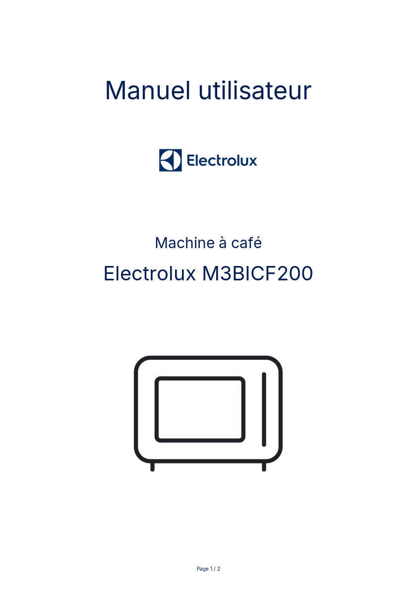 Image de la première page du manuel de l'appareil M3BICF200