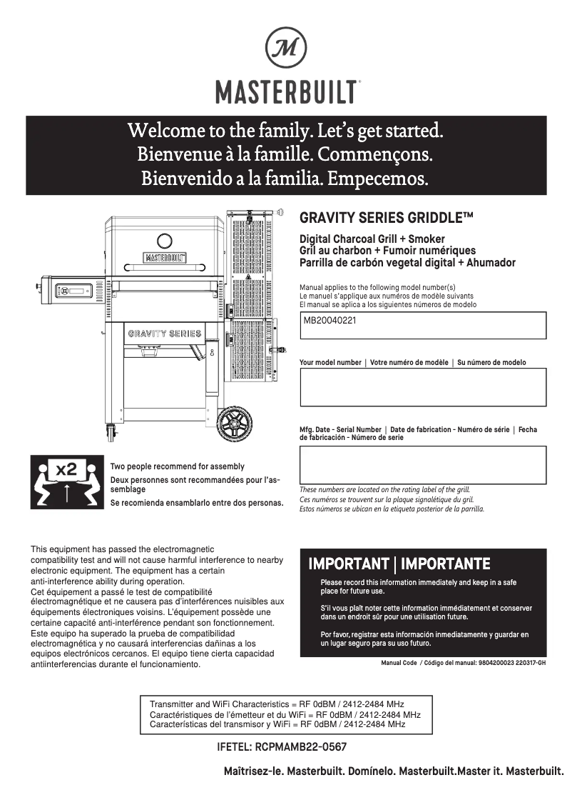 Image de la première page du manuel de l'appareil MB20040221