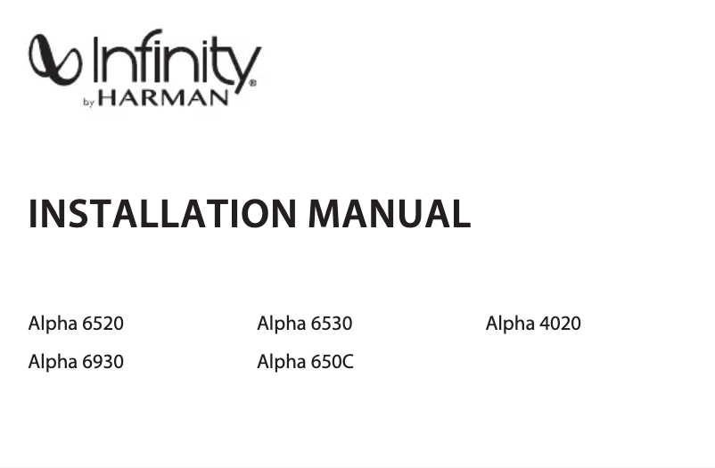 Page 1 de la notice Manuel utilisateur Infinity Alpha 650C