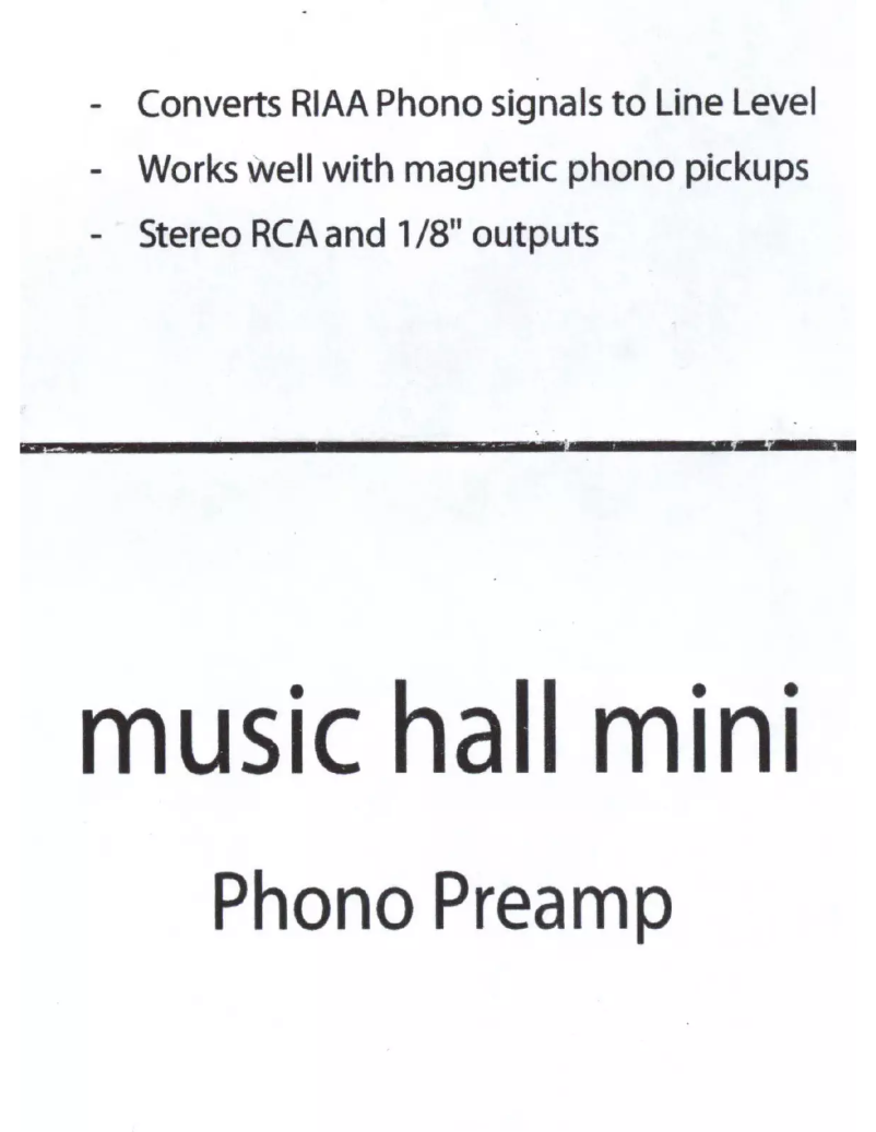 Page n°1 - Manuel utilisateur Music Hall Mini