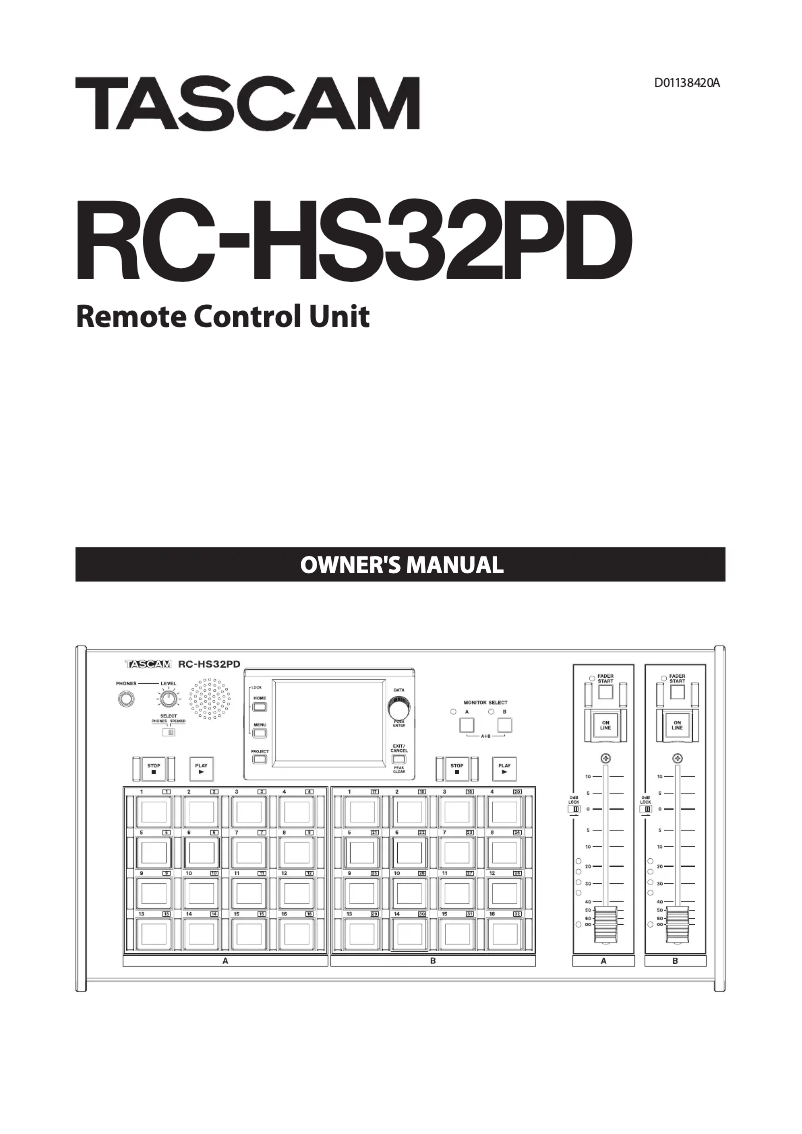 Page 1 de la notice Manuel utilisateur Tascam RC-HS32PD
