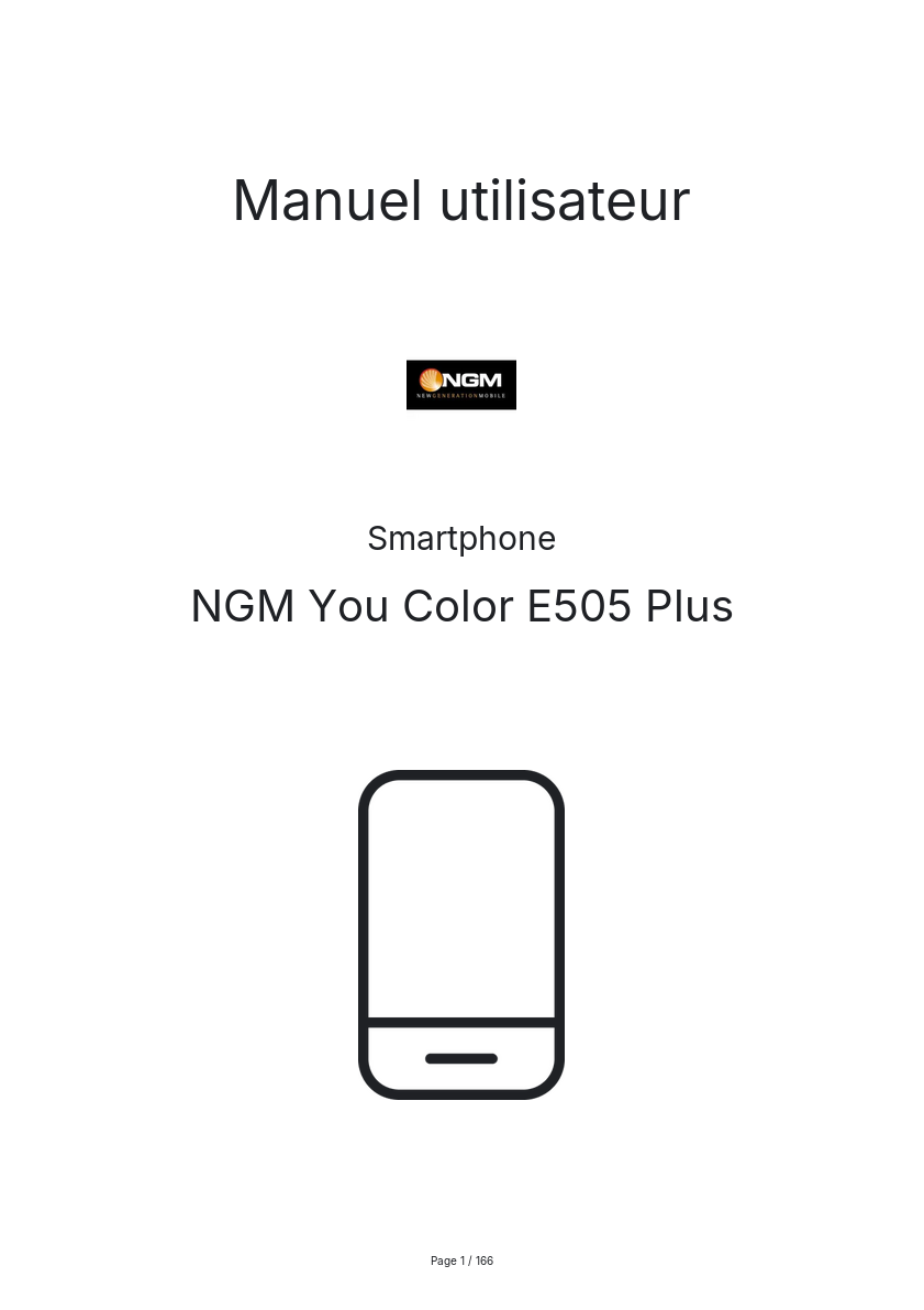 Page n°1 - Manuel utilisateur NGM You Color E505 Plus