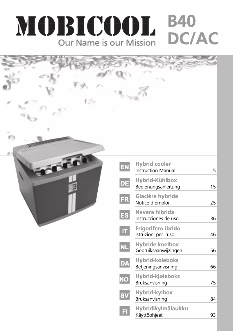 Page 1 de la notice Manuel utilisateur Mobicool B40 AC/DC